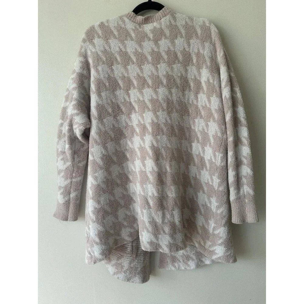 Sincerely Jules‎ Open Front Cardigan Sweater Women's Sz L Hounds Tooth Pockets